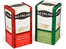 На российский рынок выходит торговая марка чая Old England, для котороый агенством Omnibus были созданы логотип и дизайн упаковки